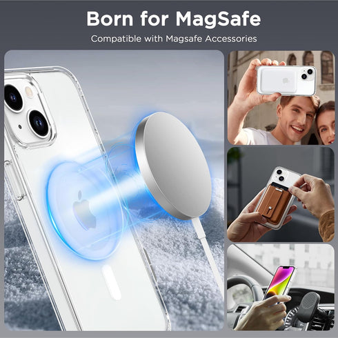 CACOE Magnetic Case for iPhone 13 & iPhone 14 6.1 inch-Compatible with MagSafe & Magnetic Car Phone Mount,Not Yellowing Anti-Scratch (Clear)...