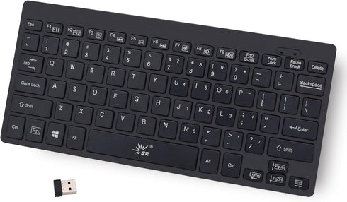 SR Mini Keyboard 2.4G Wireless Thin Light 78 Keys USB Multimedia Small for Pc Computer Laptop (Black)...