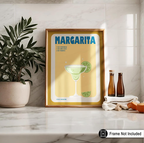 Poster Master Margarita Poster - Retro Cocktail Recipe Print - Alcohol Art - Cocktail Art - Preppy Art - Trendy Art - Chic Boho Art - Aesthetic Ki...