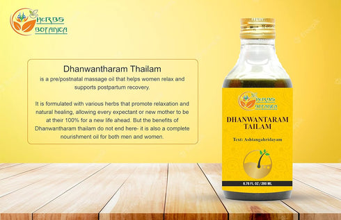 Dhanwantharam Thailam Oil for Massage Oil, Support Overall Relaxation, Prevent Stretch Marks, Moisturizes Skin, Natural Strength After Delivery 20...