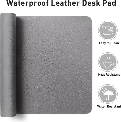 Leather Desk Pad Protector,Mouse Pad,Office Desk Mat, Non-Slip PU Leather Desk Blotter,Laptop Desk Pad,Waterproof Desk Writing Pad for Office and ...