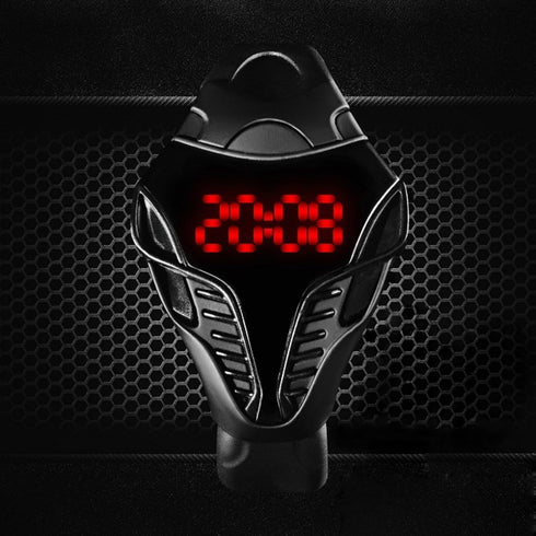 FANMIS LED Digital Fashion Cobra Watch Black Silicone Iron Triangle Dial Sports Wrist Watches (Black)...