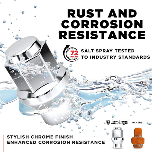 White Knight 1/2"-20 Thread Lug Nuts for Aftermarket or Factory Wheels - 4 Chrome Lug Nuts - ET Bulge Seating - Carbon Steel for Durable Construct...
