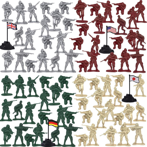 LovesTown 120PCS Army Men Toy Soldiers, Plastic Toy Soldiers Red Green Silver Beige Military Action Figures for Boys Birthday Gift...