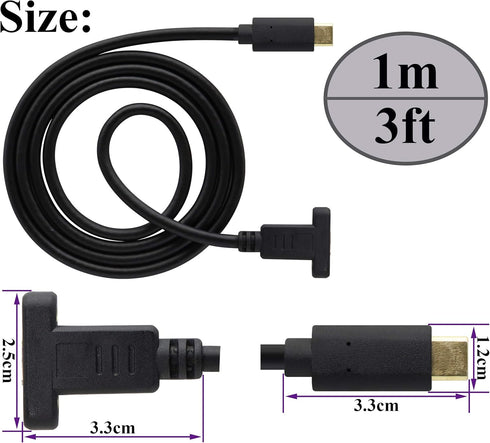USB 3.1 Type C Panel Mount Extension Adapter Cable Gen 2 USB Type C 3.1 Female Panel Mount to Male Cable,Supports Charging,Data,Audio,Video Cable ...