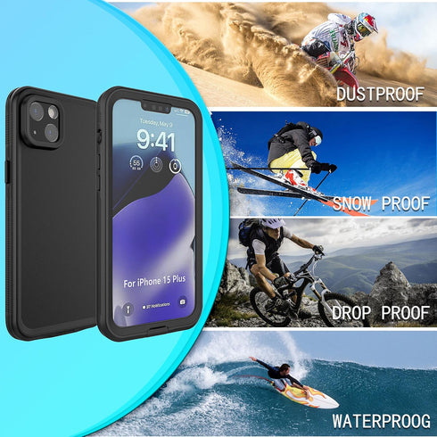 for iPhone 15 Plus Waterproof Case,Retail Packaging,IP68 Full Sealed Snowproof Dustproof Shockproof Heavy Duty Protection Cover with Screen Protec...