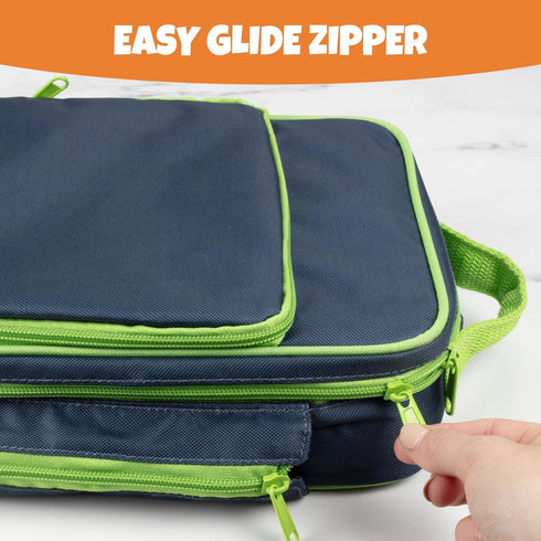 Insulated Lunch Box w Snack Pocket & Water Bottle Holder-Girls or Kids School Lunchbox Tote Keeps Food Hotter or Colder Longer-Reusable Bag Fits M...