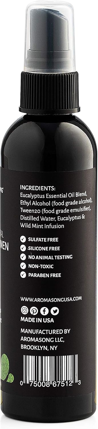 Aromasong Eucalyptus & Wild Mint Linen and Room Spray, Natural Aromatic Mist, Relax Your Body & Mind, Perfect as a Bathroom Spray Air Freshener Pi...