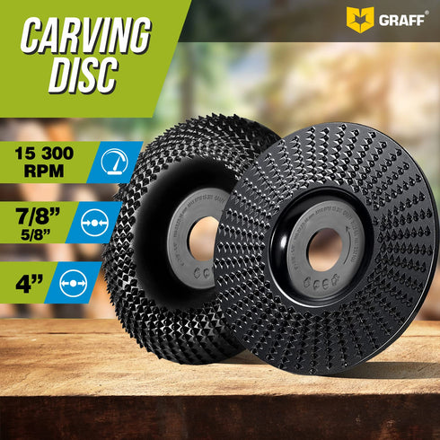 GRAFF Premium Wood Carving Disc 4 Inch for Angle Grinder - Set Shaping and Grinding Wheel for Wood, Drywall, Chipboard, Plastic - Woodworking Angl...