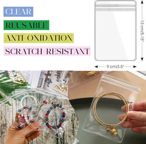 Bracelet Holder Travel Jewelry Organizer Case Transparent Jewelry Storage Book for Earring Necklace Ring with Small Clear Zippered Pouch...