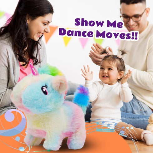Cuteoy Walking Rainbow Unicorn Stuffed Animal Talking Wagging Nodding Educational Plush Toy Electric Interactive Animated Plushies for Girls Boys ...