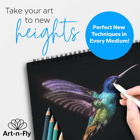 Art-N-Fly Black Sketch Pad Mini 5.5x8.5" 2 Pack - Black Paper Sketchbook for Drawings, Perforated Edge on Spiral 100 Sheets Total - Art Sketch Boo...