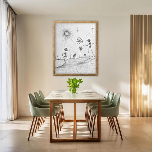 Posterizer 1 pcs-minimalist pencil drawing style-Don Quixote and his loyal squire inspired art 1-Men's Art Collection Gifts for Men Decor for Home...
