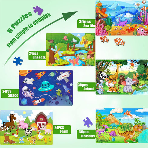 Puzzles for Kids Ages 3-5, Wooden Jigsaw Puzzles 24-30 Pieces for Toddler Children Learning Educational Puzzles 3 4 5 6 Year Toys for Boys and Gir...