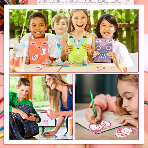 Nuenen 9 Pads Axolotl Sticky Notes Cute Sticky Notes Axolotl Gifts Kawaii Notepad Cute Memo Pads Cartoon Self Stick Pads for Writing Studying Scho...
