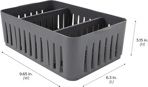 Simplify 3 Compartment Stackable Bin with Adjustable Dividers | Drawer Organizer | Storage Basket | Good for Office | Desk Supplies | Dorm | Bathr...