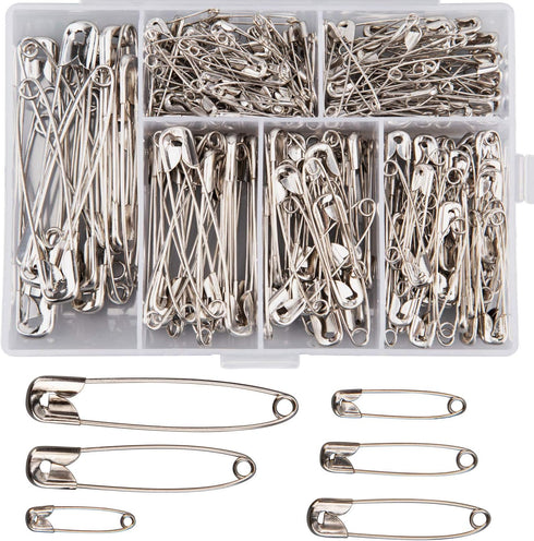 Luter 250 Pieces 6 Sizes Safety Pins Small and Large Pins Durable Rust-Resistant Safety Pins for Art Craft Sewing Jewelry Making Home Office Use (...