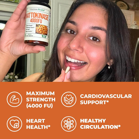 Nattokinase Supplement - Japanese Natto Superfood with High Potency Enzymes. Nattokinase 4000 FU. Balanced Circulation Supplements for Heart Healt...
