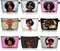 Chunful 9 Pcs Black Women Makeup Bag African American Make up Pouch Bags Canvas Travel Cosmetic Bags for Women Queen Zippered Toiletry Bag Reusabl...