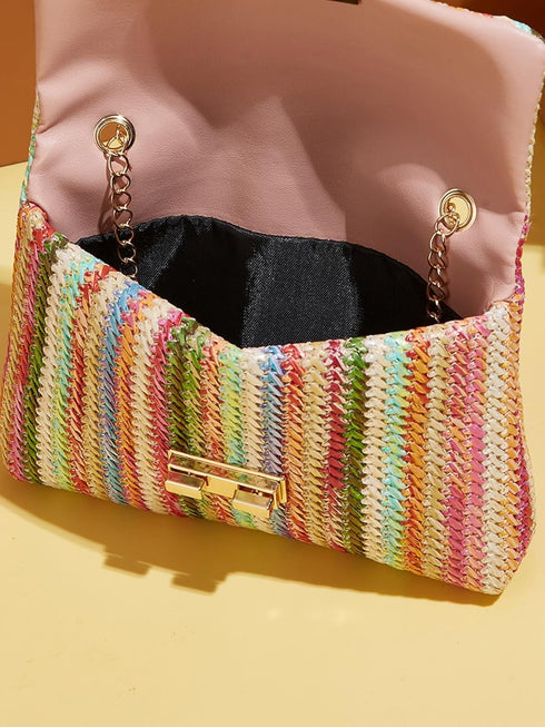 QWINEE Stripe Pattern Bag Crossbody Bag Shoulder Bag Square Bag Shopping Work Handbags Ladies Shoulder Totes Bag...