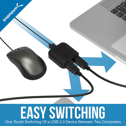 SABRENT USB 2.0 Sharing Switch for Multiple Computers and Peripherals LED Device Indicators (USB-SW20)...