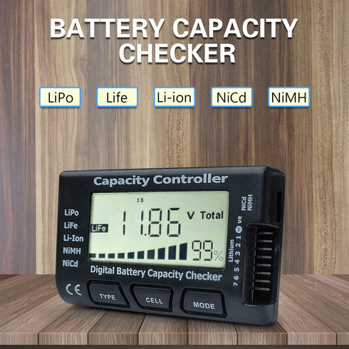 Battery Tester Digital Battery Capacity Checker Controller Tester Voltage Tester RC Cellmeter for LiPo/Life/Li-ion/NiCd/NiMH Battery Packs...