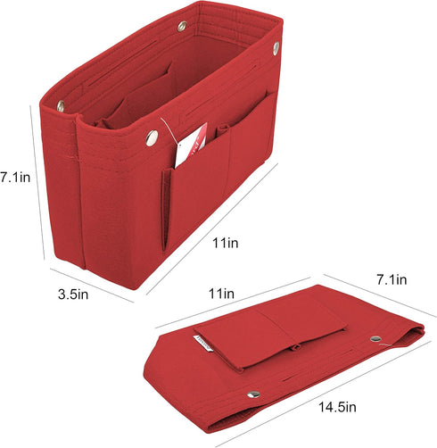 Vercord Felt Purse Tote Organizer Insert Divider Inside Handbag for Women Medium Burgundy...