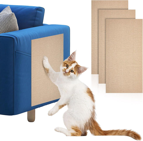 3 Pcs Cat Scratch Mat 11.8 x 23.6 Inches Cat Scratching Post Carpet Cover Adhesive Replacement Cat Scratch Pad Wall Cat Scratcher Cat Carpet Prote...