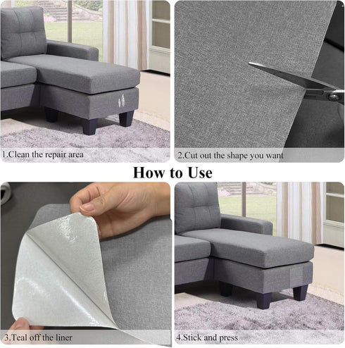 Self-Adhesive Linen Repair Patches 8 x 11 Inch (2PCS), Linen Fabric Patches for Sofa Repair, Couch Fabric Repair Patch Kit for Furniture, Sofa Cus...