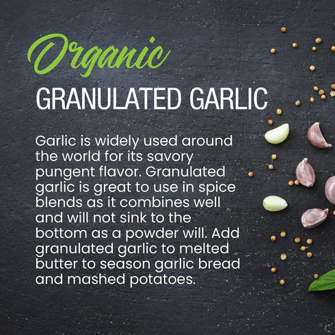 The Spice Lab Organic Garlic Powder Granulated - Gluten Free Dried Garlic Organic - 2.6 oz French Jar - Non GMO & Kosher Organic Garlic Granules f...