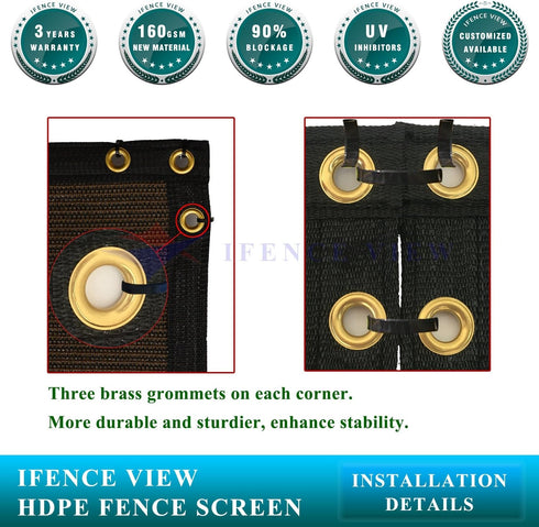 Ifenceview 4'x5' to 4'x50' Brown Shade Cloth/Fence Privacy Screen Fabric Mesh Net for Construction Site, Yard, Driveway, Garden, Railing, Canopy, ...