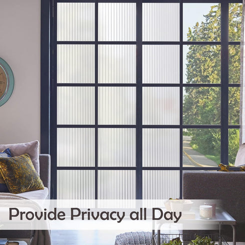 Mangobox Privacy Window Film Frosted Fluted Window Film Static Cling Window Sticker Reeded Glass Tinting for Bathroom Door Covering UV Block Etche...