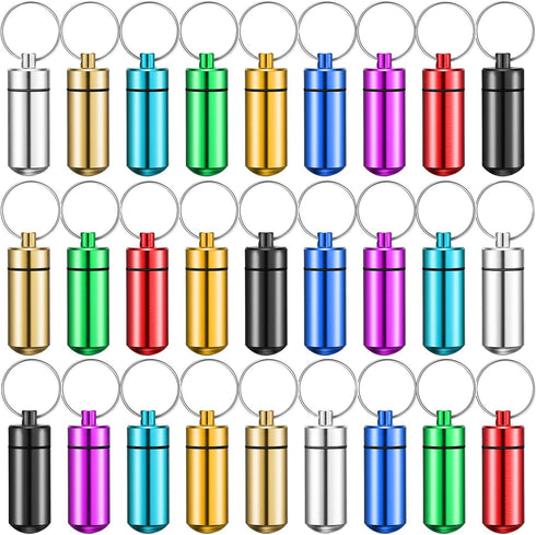 27 Pieces Christmas Pill Container Waterproof Pill Case Aluminum Pill Holders Aluminum Pill Case Keychain Pill Bottles with Keychain for Daily Use...