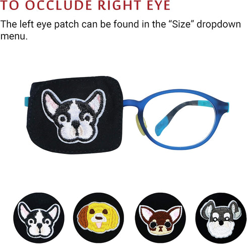 Cotton & Silk Eye Patch for Kids Glasses (Right Eye, Bulldog)...