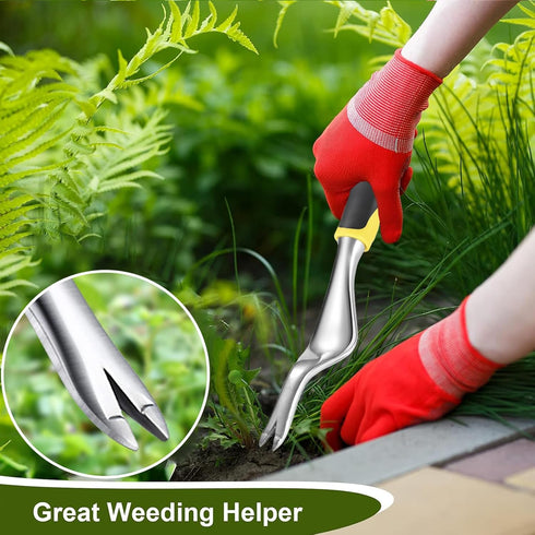 Weed Puller Hand Weeder Tool for Garden, Bend-Proof Leverage Base with V-Shaped Forks for Easy Weed Removal & Deeper Root Digging, Weeding Digger ...