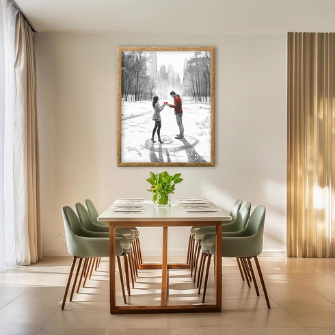 Posterizer 1 pcs-couple's exchanging love on snowy Valentine's day -2-Romantic Art-Holiday Poster Collection-Gift for Couples boyfriend girlfriend...