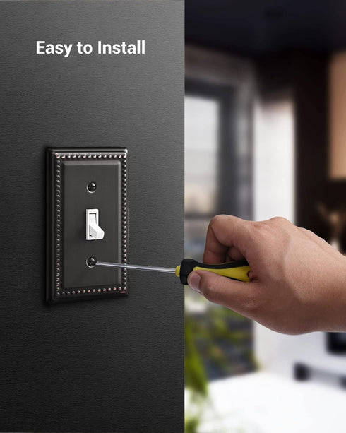 DEWENWILS Decorative Light Switch Cover, Metal Toggle Light Switch Wall Plates, Aged Bronze Outlet Covers for Home, Office...