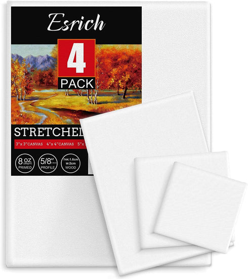 4 Pack Canvases for Painting with 9x12, 5x7, 4x4, 3x3, Painting Canvas for Oil & Acrylic Paint...