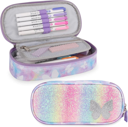 Pencil Case for Boys Girls,Large Capacity Multi-slot Kids Mark Pouch, Adult Big Pencil Bag with Zipper, Teens Large Storage Pencil Box for School ...