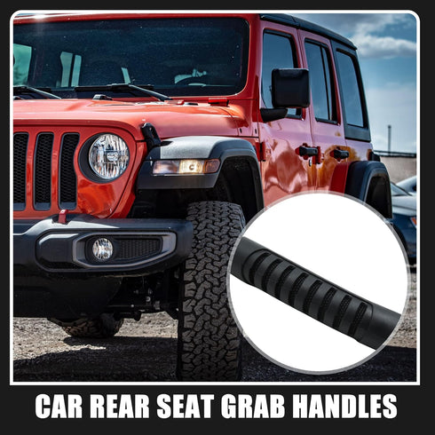 X AUTOHAUX 2pcs 12mm 0.47" Black Car Rear Seat Grab Back Headrest Handle Passenger Grip Handles with Hole for Jeep Wrangler 2007-2018...