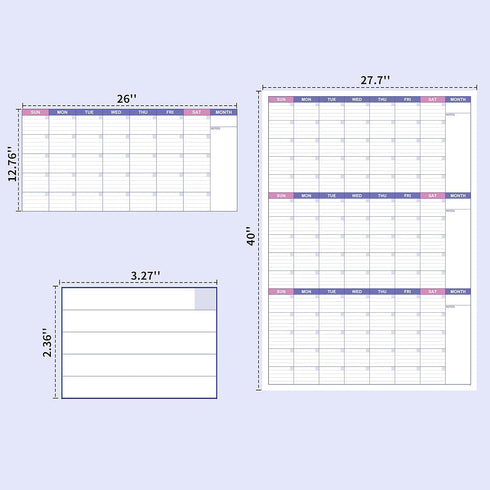 BooQool Large Dry Erase Calendar for Wall - Undated 3 Month Calendar, 27.7'' x 40'', Erasable & Reusable Laminated White Board with 8 Round Sticke...