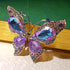 Stunning Big Purple Rhinestone Butterfly Brooch Pin with Color Crystal Accent...