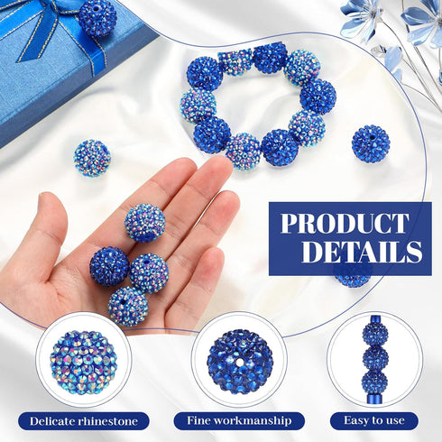 40 Pcs 20mm Rhinestone Beads Crystal Round Disco Ball Beads Bulk Chunky Bubblegum Beads Charms for Christmas DIY Pens Making Jewelry Supplies Craf...