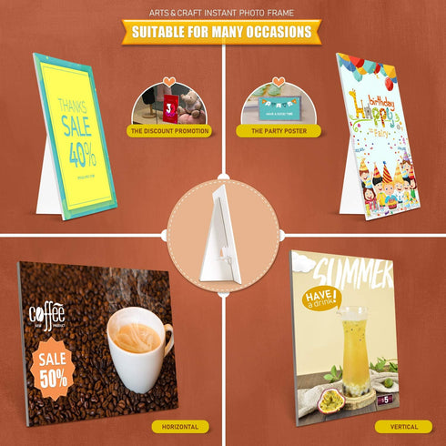 Golden State Art, Cardboard Easel Back, Self Stick Easel Stand, Archival Quality Acid-Free, 5 Inch Double Wing, Display Signs Pictures Brochures P...