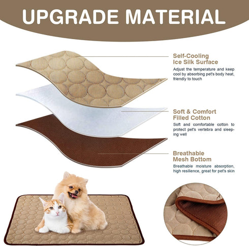 Pet Cooling Bed Mats Dog Cooling Mat Washable Comfort Breathable for Dogs and Cats Indoor Outdoor, Keep Cool Ice Silk Sleeping Mat for Summer Hot ...