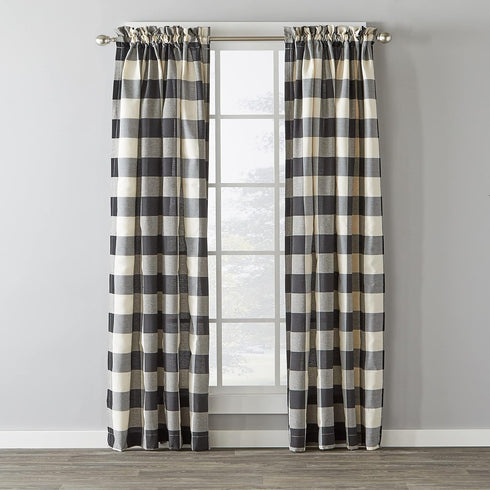 SKL Home Grandin Curtain Panel, 52" x 95", Black/Natura...