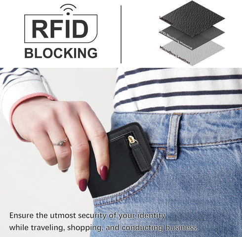 Gostwo Small Wallet for Women, Slim Bifold Credit Card Holder, Compact RFID Blocking Cash Wallet, Billfolds Thin Leather Zipper Pocket, Mini Walle...