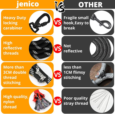 Long Dog Leash 20 FT: Heavy Duty Rope Leashes for Dogs Training with Swivel Lockable Hook Reflective Threads Bungee and Padded Handle - Dog Lead f...