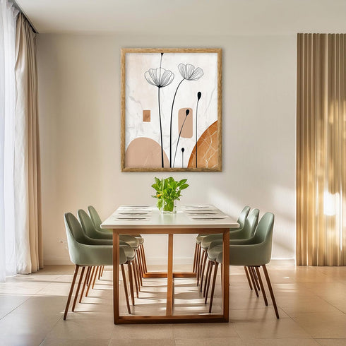 Posterizer 1 pcs-minimalist floral line drawing-beige chic poster 1-Floral & Botanical Art-Abstract & Modern Art-Decor for Home & Office- unframed...