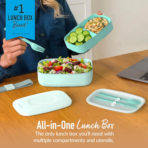 Bentgo Classic - Adult Bento Box, Stackable 3-Compartment Lunch Box with Removable Utensil Set and Sealing Strap, BPA-Free, Food Container Ideal f...